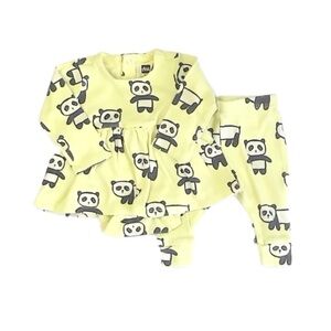 Tea Collection Girls Yellow Panda Apparel Sets size: 0-3 Months